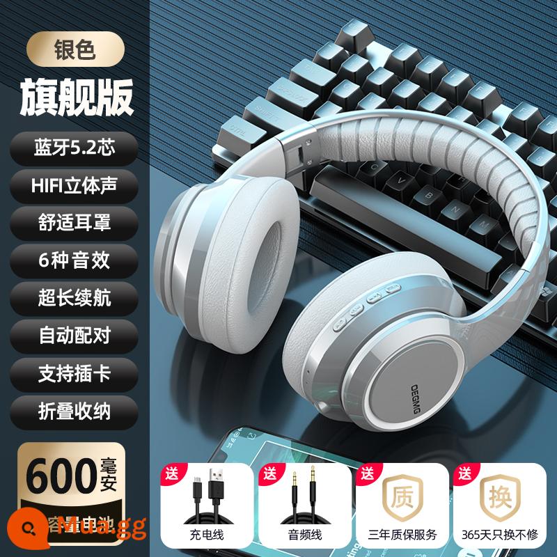 Tai nghe không dây Bluetooth E-Sport Tai nghe không dây Giảm tiếng ồn và cách âm để chơi game và chạy Tuổi thọ pin siêu dài Thích hợp cho Apple và Sony - Galaxy Edition Space Silver [nắp tai giữa phù hợp với tai vừa và nhỏ] (chip Bluetooth 5.2 ☆ pin 600 mAh ☆ không có hiệu ứng ánh sáng)