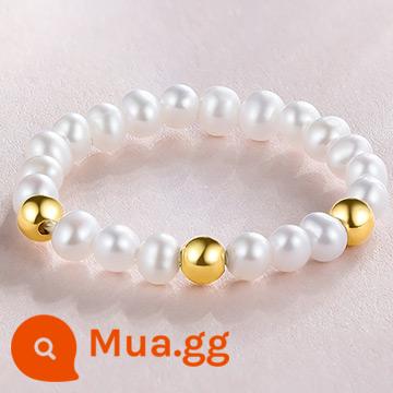 Thứ Bảy Fuhuang 18K Nhẫn Ngọc Trai Nước Ngọt Nữ Sang Trọng INS Phong Cách Nhẫn Cho Bạn Gái Soái Hạm Store Quà Tặng Chân Thực - Kiểu B, ba hạt vàng