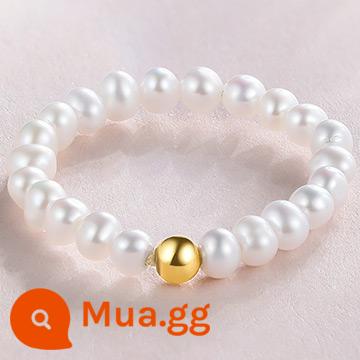 Thứ Bảy Fuhuang 18K Nhẫn Ngọc Trai Nước Ngọt Nữ Sang Trọng INS Phong Cách Nhẫn Cho Bạn Gái Soái Hạm Store Quà Tặng Chân Thực - Kiểu A, hạt vàng đơn