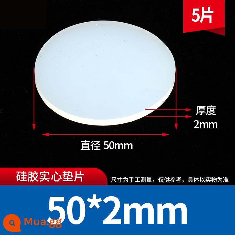 Vòng đệm silicon tròn đệm phẳng ống nước vít silicone đệm mặt bích cao su chịu nhiệt độ cao da mềm vòng đệm kín không thấm nước - Đường kính rắn 50*2 mm [5 miếng]