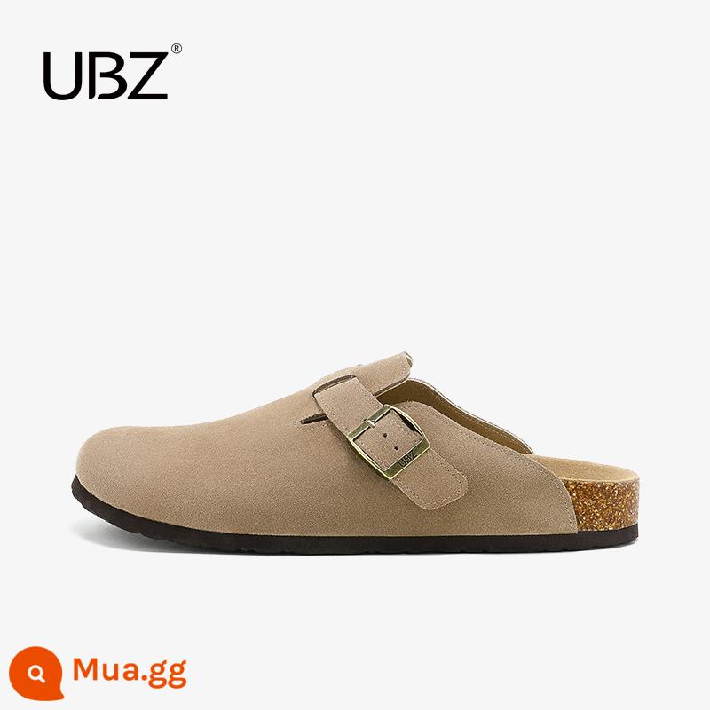 Giày đơn Birkenstock chống thấm nước UBZ dành cho cặp đôi nam nữ mùa xuân hè 2023 nút chai mới áo khoác ngoài đáy dày Bao Đầu Birkenstock nửa kéo - Phong cách kaki nam