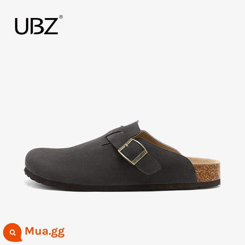 Giày đơn Birkenstock chống thấm nước UBZ dành cho cặp đôi nam nữ mùa xuân hè 2023 nút chai mới áo khoác ngoài đáy dày Bao Đầu Birkenstock nửa kéo - Ngói màu xám - phong cách nam giới