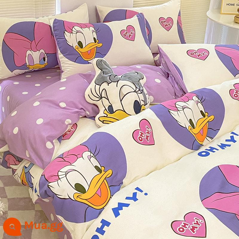 Disney Cotton Vỏ Chăn Đơn 100 Bông Nguyên Chất Chăn Ga 150X200X230 Ký Túc Xá Đơn Vỏ Chăn 3 Bộ - Bông-Yêu Daisy