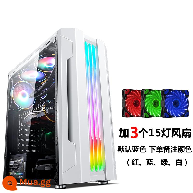 Tế Chi EVESKY Sáng Đèn Máy Tính RGB Thanh Ánh Sáng Full Bên Trong Suốt Làm Mát Bằng Nước ATX Bảng Lớn Chính - Đèn sáng trắng + 3 quạt đèn 15