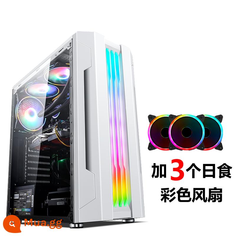 Tế Chi EVESKY Sáng Đèn Máy Tính RGB Thanh Ánh Sáng Full Bên Trong Suốt Làm Mát Bằng Nước ATX Bảng Lớn Chính - Ánh sáng buổi sáng trắng + quạt nhật thực 3 màu