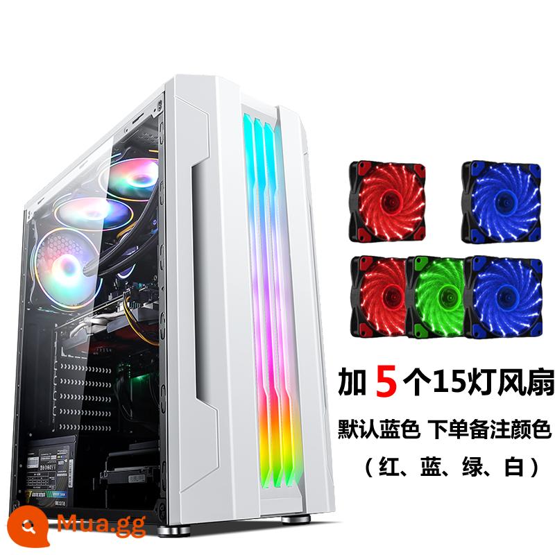 Tế Chi EVESKY Sáng Đèn Máy Tính RGB Thanh Ánh Sáng Full Bên Trong Suốt Làm Mát Bằng Nước ATX Bảng Lớn Chính - Đèn sáng trắng + 5 15 quạt đèn