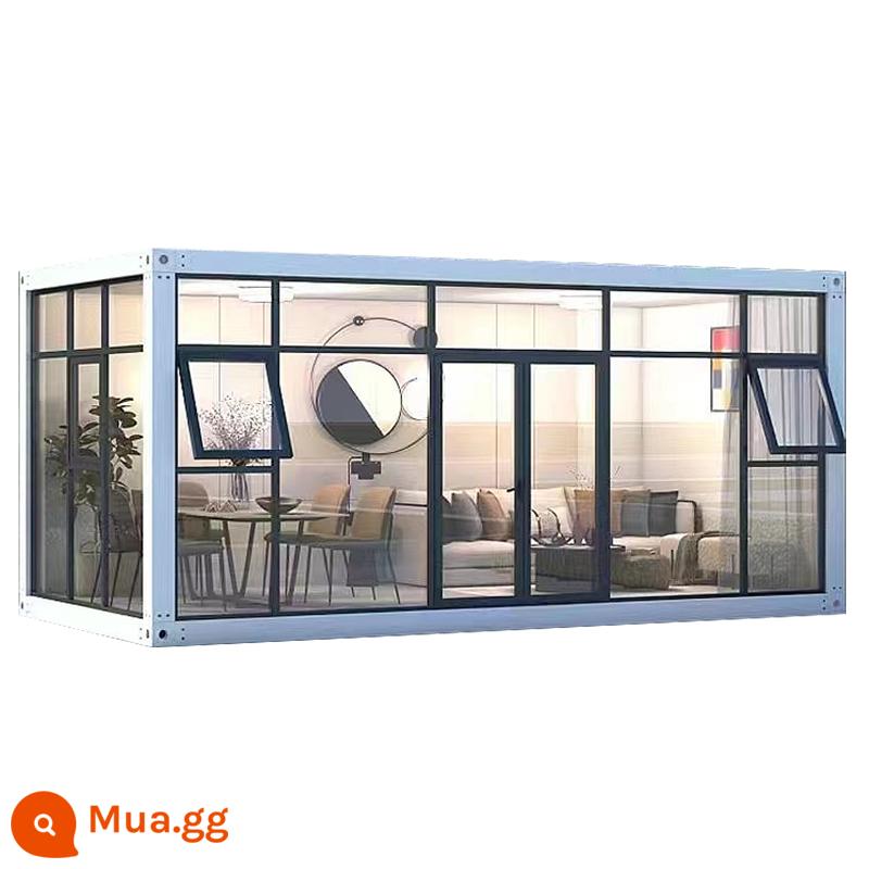 Nhà di động container sống nhà container lắp ráp nhanh công trường xây dựng có thể tháo rời kính nắng tường nhà di động nhà ván đơn giản - đen