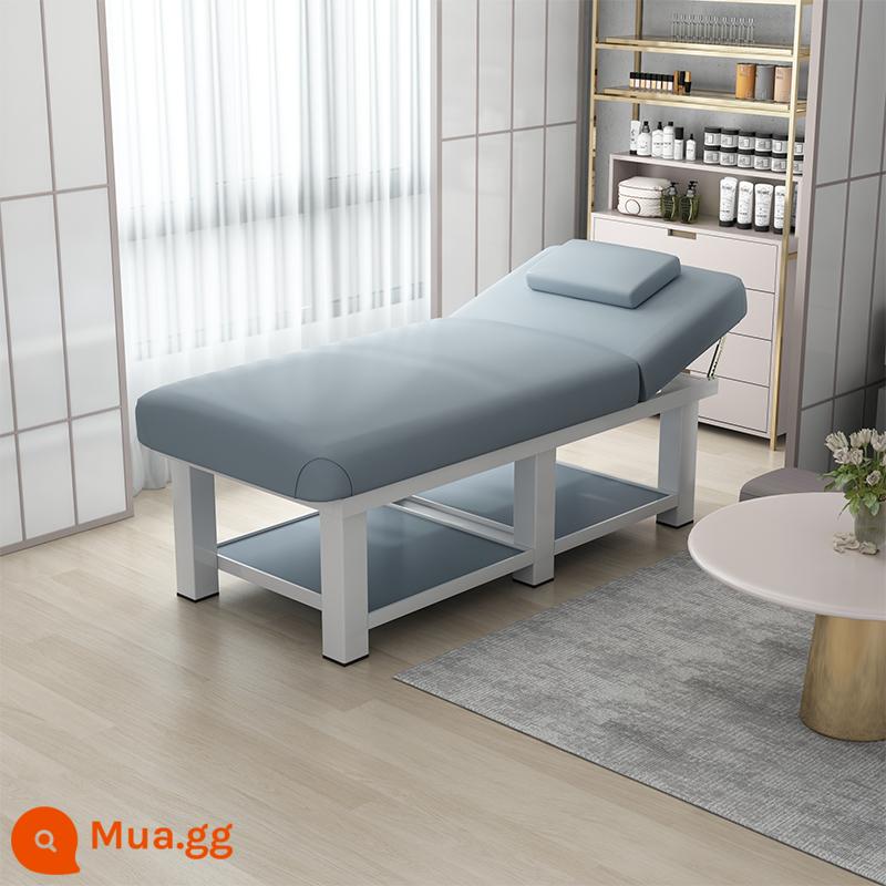 Giường làm đẹp thẩm mỹ viện giường massage đặc biệt giường vật lý trị liệu giường massage gấp nhà moxibustion xăm thêu làm đẹp lông mi giường có lỗ - Da đậm chân vuông 8cm màu xanh đậm 185*70 xanh xám