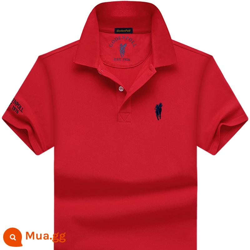 Tên tuổi lớn quốc tế chính hãng Ralph Lauren Polo Polo Áo sơ mi nam ngắn tay cotton dáng rộng ve áo công sở mùa hè cao cấp nửa tay - 22007 màu đỏ