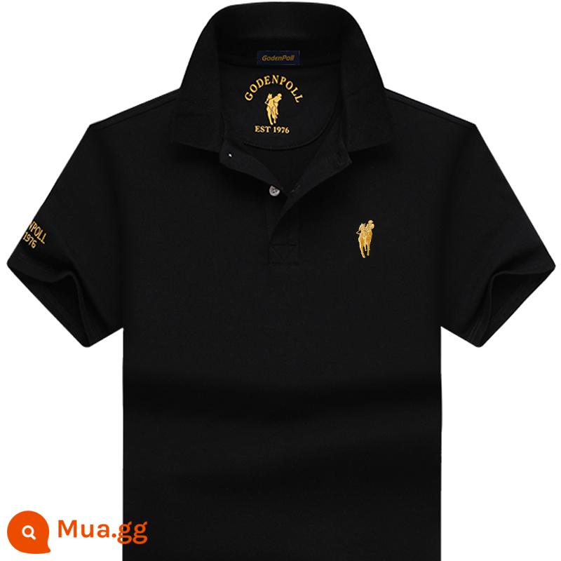 Tên tuổi lớn quốc tế chính hãng Ralph Lauren Polo Polo Áo sơ mi nam ngắn tay cotton dáng rộng ve áo công sở mùa hè cao cấp nửa tay - 22007 màu đen