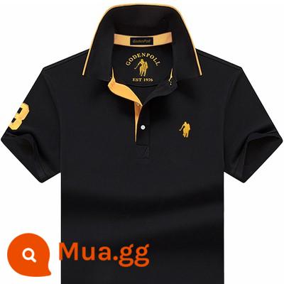 Tên tuổi lớn quốc tế chính hãng Ralph Lauren Polo Polo Áo sơ mi nam ngắn tay cotton dáng rộng ve áo công sở mùa hè cao cấp nửa tay - 22012 màu đen