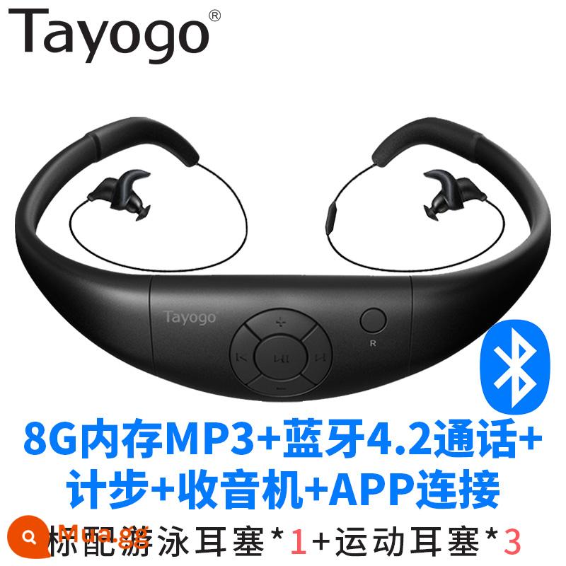 Tayogo P8 Tai Nghe Bơi Chống Nước MP3 Bluetooth Tai Nghe Tất Cả Trong Một Máy Nghe Nhạc Không Bị Biến Dạng Thời Gian Chờ Dài - Đen [8GB MP3+ Bluetooth+ Radio]