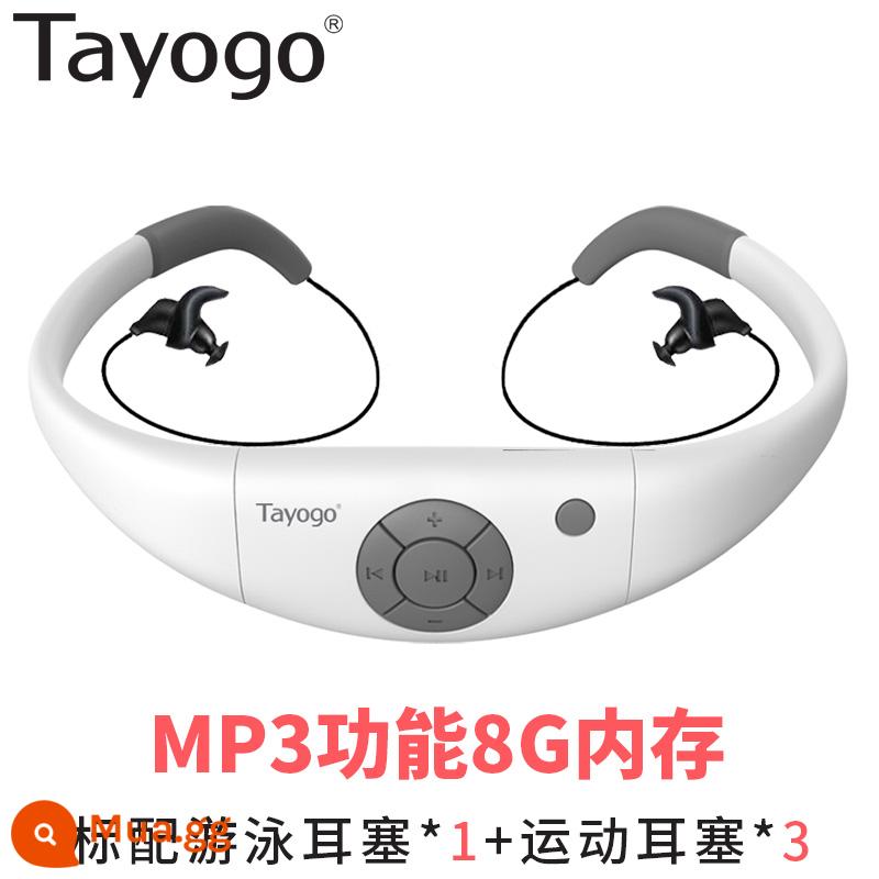 Tayogo P8 Tai Nghe Bơi Chống Nước MP3 Bluetooth Tai Nghe Tất Cả Trong Một Máy Nghe Nhạc Không Bị Biến Dạng Thời Gian Chờ Dài - Trắng [Bộ nhớ MP3 8GB]