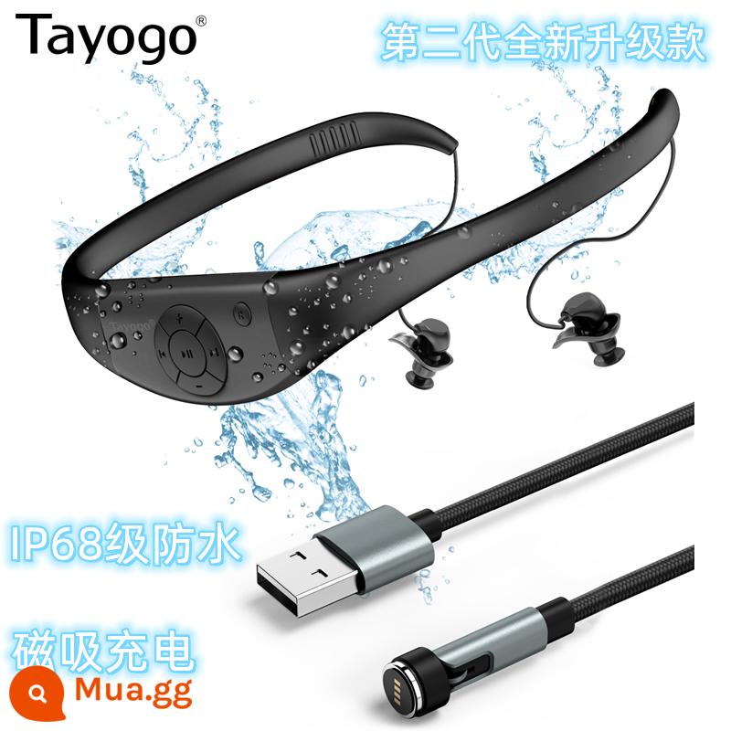 Tayogo Tai Nghe Bơi MP3 Chống Nước Máy Nghe Nhạc Không Biến Dạng Tất Cả Trong Một Sạc Từ Tính Himalaya - Đen [Sạc từ+8GB+FM+Tất cả]