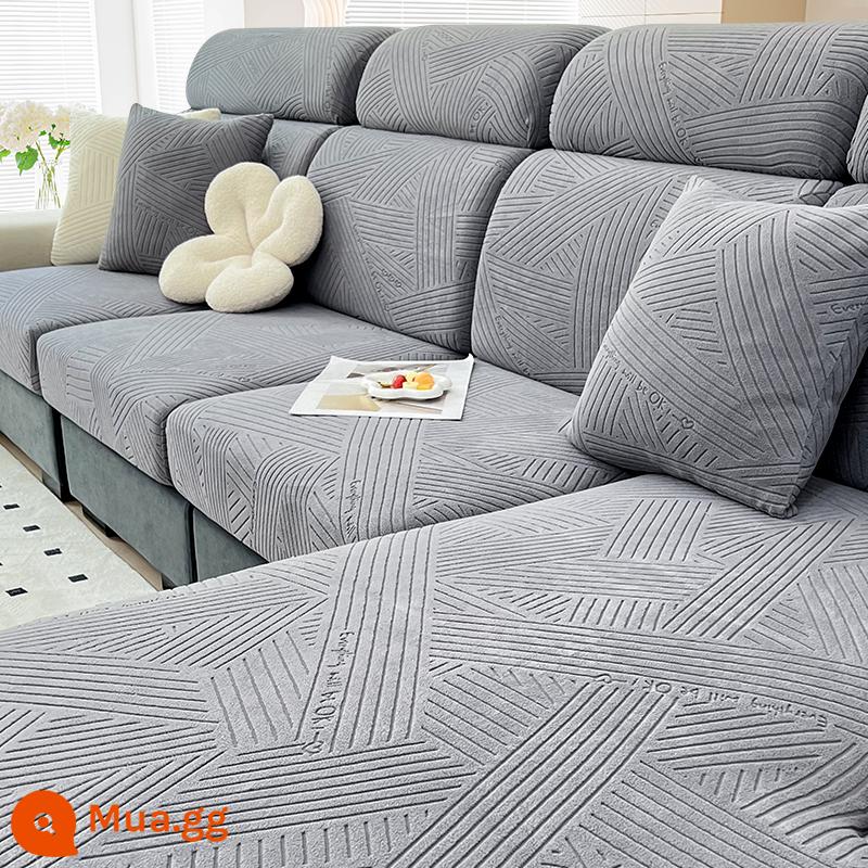 Bắc Âu Ghế Sofa Chống Trơn Trượt Thoáng Khí Ins Ghế Sofa Màu Bốn Mùa Đa Năng Tất Cả Bao Gồm Đa Năng Co Giãn Ghế Sofa - Suduo-xám đậm