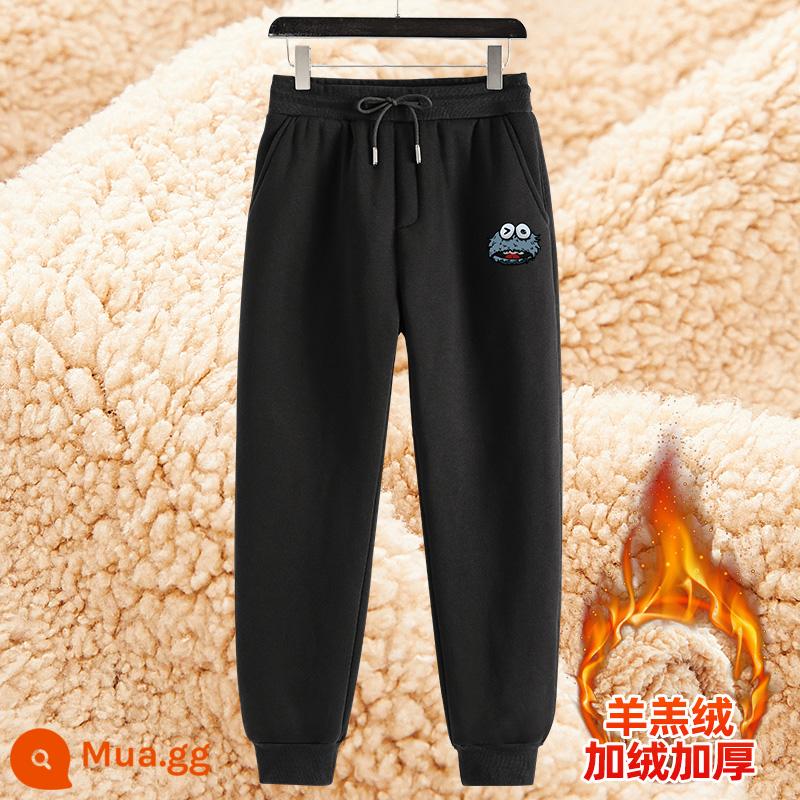 Sherpa quần nhung nam mùa đông cộng nhung dày quần cotton ấm quần nam quần thể thao nam quần thể thao trẻ trung nam người mẫu - 1 chiếc lông cừu đen # xanh sang trọng