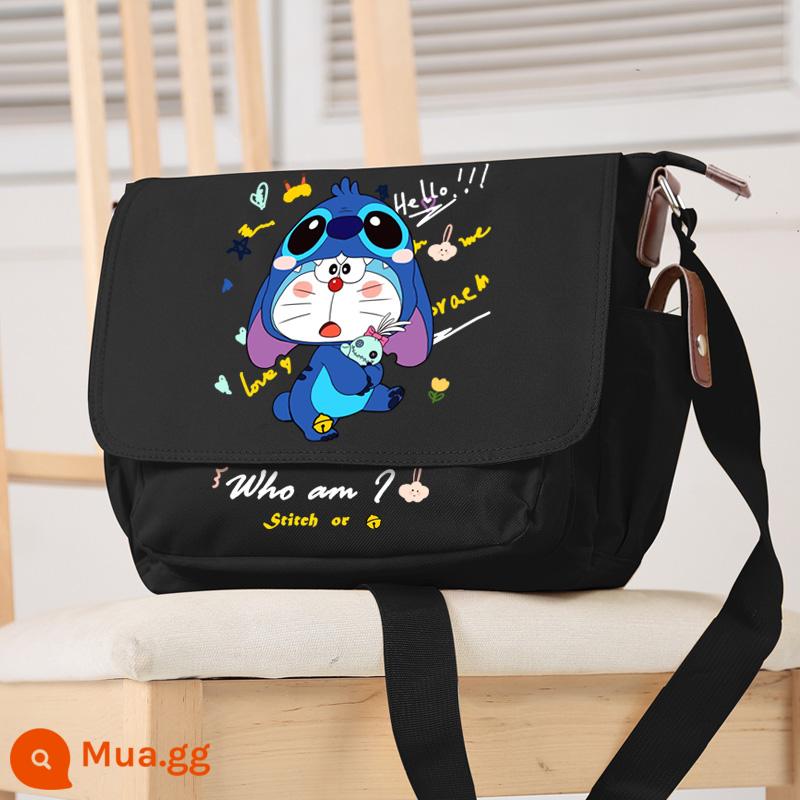 Thương hiệu Lilo và Stitch Stitch Peripheral Tide Túi đeo vai dành cho sinh viên Túi Messenger Túi dành cho nam và nữ Túi sửa chữa hợp thời trang - Xingbao Dingdangz đen