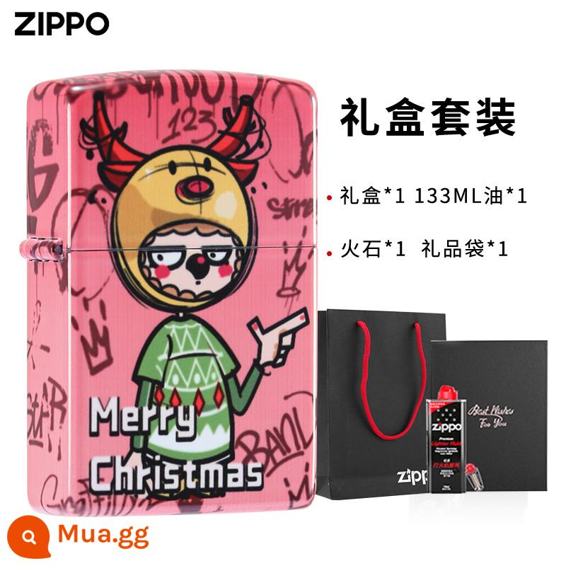 Bật lửa zippo chính hãng Zhibao bật lửa chúc sinh nhật phối màu cá tính in graffiti tặng bạn trai quà Tết - Ước gì anh có em B [hộp quà]