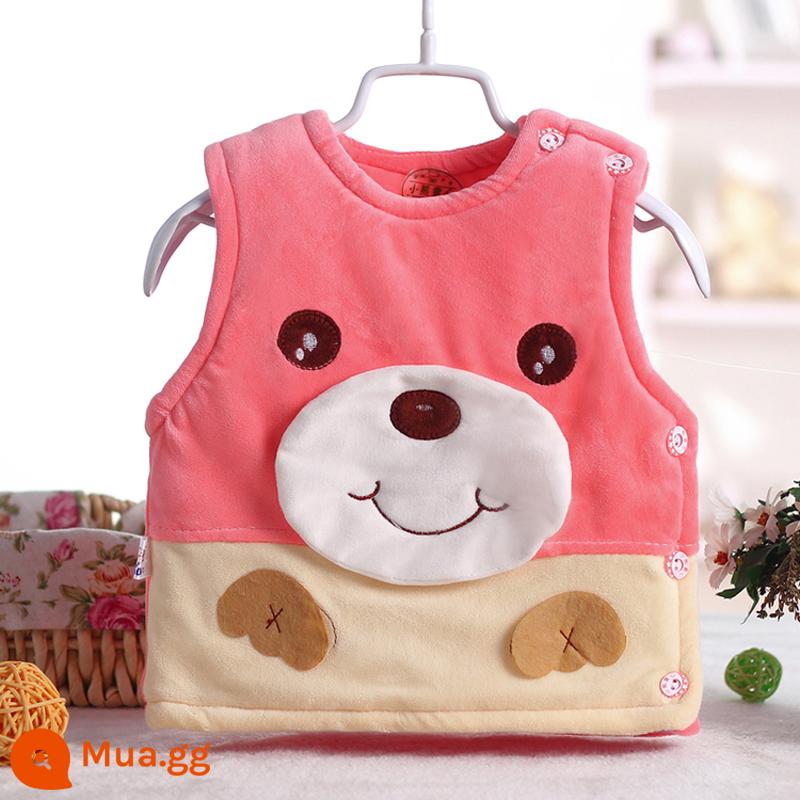 Áo Vest Cho Bé Mùa Thu Đông Mền Chần Gòn Trẻ Em Áo Vest Ấm Nguyên Chất Cotton Sơ Sinh Bé Pony Kẹp Áo Vest Nam Nữ - Gấu đỏ [chần bông]