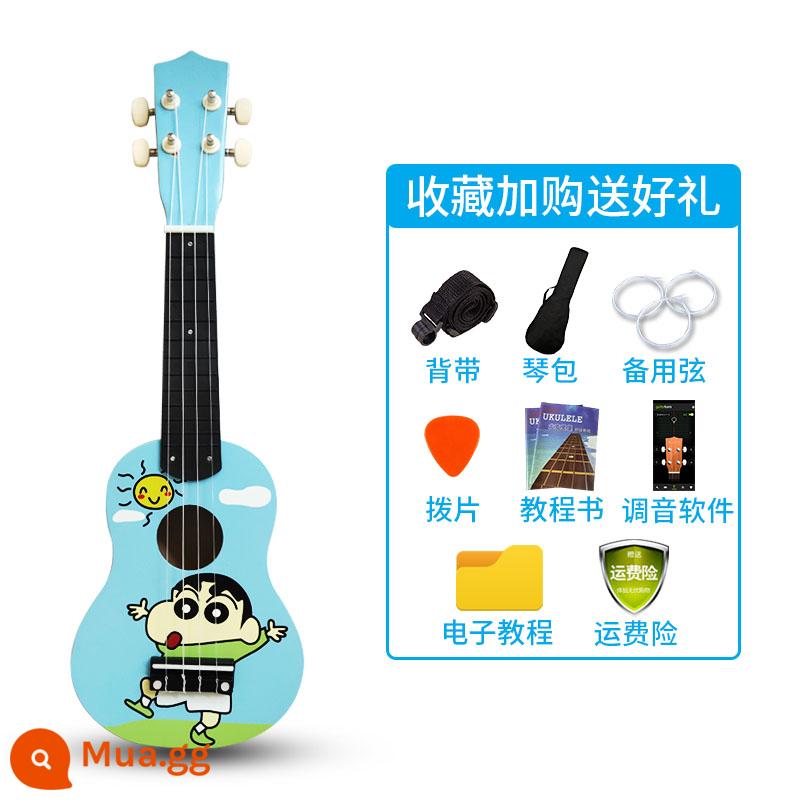 Đàn Ukulele cho trẻ em 21 inch hoạt hình nhỏ dễ thương Đàn Ukulele bé trai và bé gái người mới bắt đầu chơi đàn Ukulele - Bút chì màu xanh Shin-chan [21 inch]