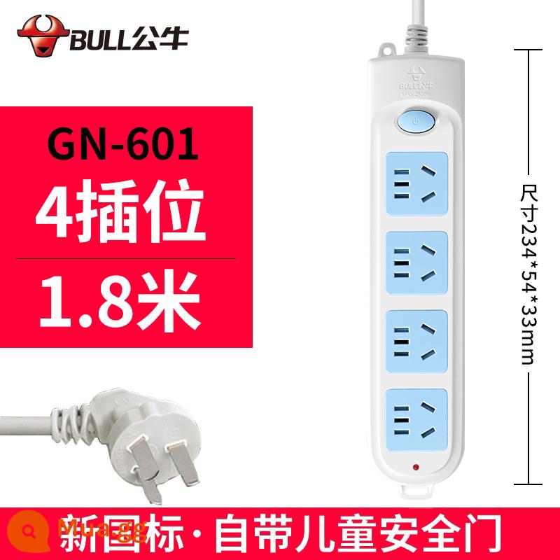 Bull bảng điều khiển ổ cắm hàng plug-in xốp hộ gia đình chính hãng đa chức năng kéo dài bảng dây kéo dài dòng điện với plug-in dòng - 4 phích cắm 1,8 mét 601