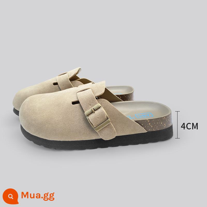 Sanxi Cùng Phong Cách Giày Birkenstock Nữ Bao Đầu Nửa Kéo Cho Áo Khoác Ngoài 2023 Mới Birkenstock Giày Câu Cá Đế Dày Tăng Chiều Cao Xăng Đan Và Dép - Màu cát bóng [Nên lấy kích thước đầy đủ]