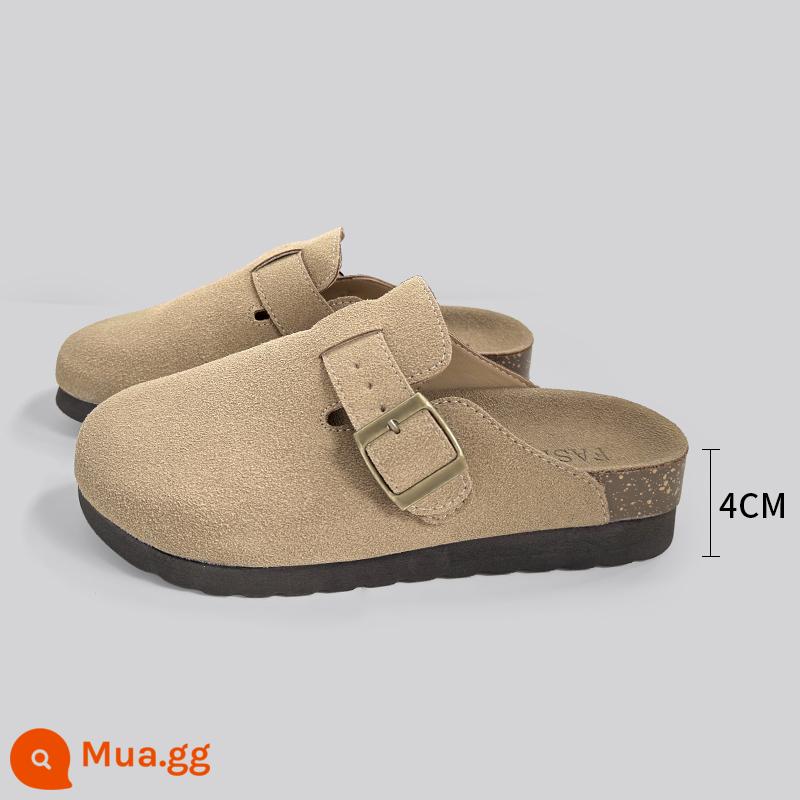 Sanxi Cùng Phong Cách Giày Birkenstock Nữ Bao Đầu Nửa Kéo Cho Áo Khoác Ngoài 2023 Mới Birkenstock Giày Câu Cá Đế Dày Tăng Chiều Cao Xăng Đan Và Dép - Da lộn màu hạt dẻ [Nên lấy đúng kích cỡ]