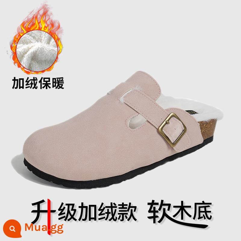 Sanxi Cùng Phong Cách Giày Birkenstock Nữ Bao Đầu Nửa Kéo Cho Áo Khoác Ngoài 2023 Mới Birkenstock Giày Câu Cá Đế Dày Tăng Chiều Cao Xăng Đan Và Dép - Màu hồng nâng cấp cộng với nhung [nên lấy lớn hơn một cỡ]