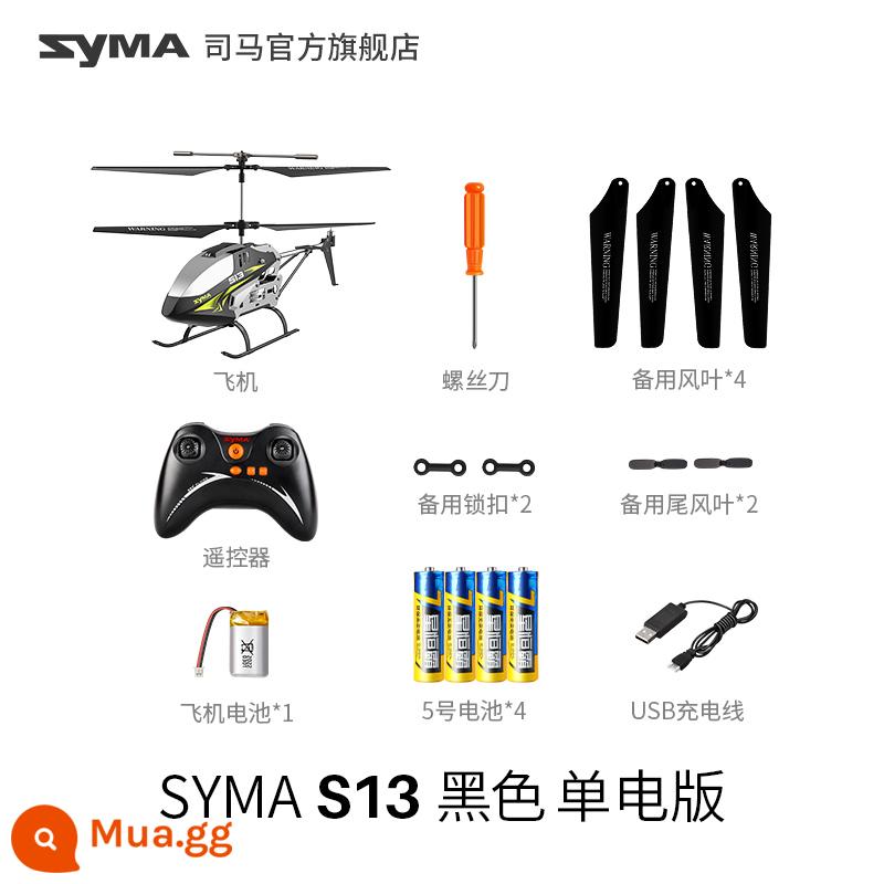 Syma Sima S37 máy bay điều khiển từ xa máy bay trực thăng trẻ em đồ chơi bé trai hợp kim máy bay không người lái mô hình máy bay không người lái - Máy bay trực thăng hợp kim đen SYMA S13 [1 pin] Phiên bản có chiều cao cố định