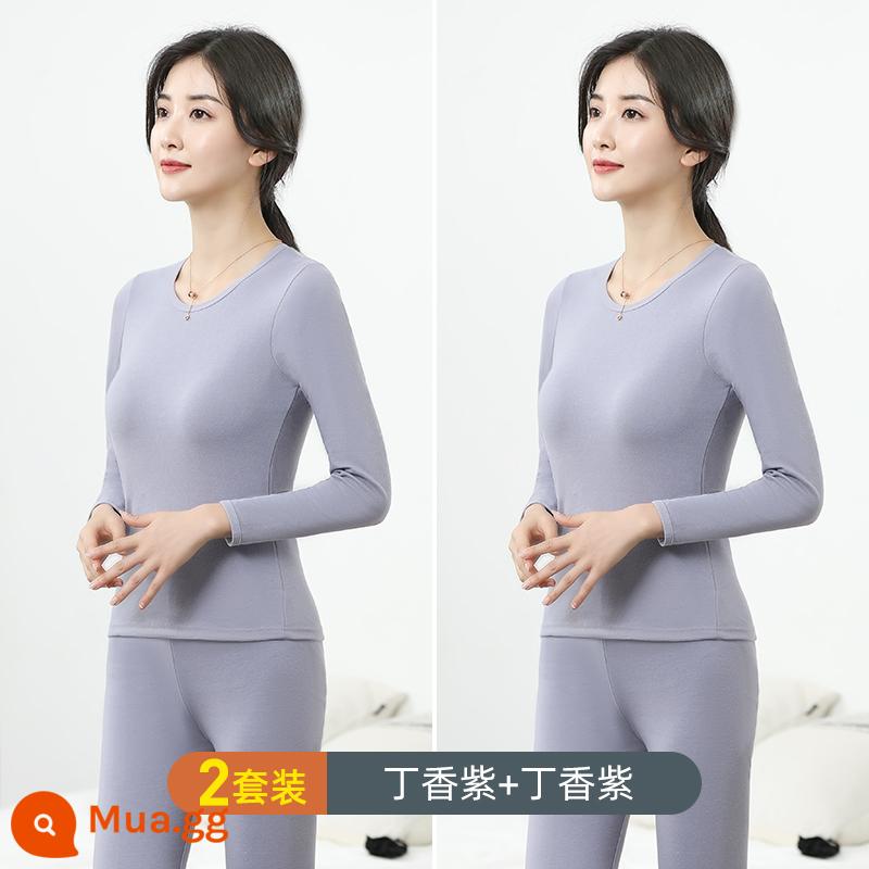 Nanjiren Quần Áo Thu Đông Và Quần Vệ Sinh Nữ Cotton Nguyên Chất Bộ Đồ Đáy Mỏng Áo Len Cotton Sinh Viên Cổ Tròn Làm Nóng Quần Áo - tử đinh hương + tử đinh hương