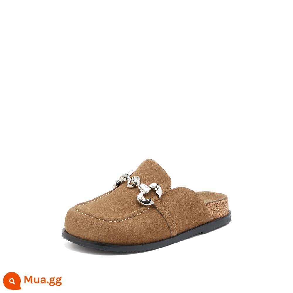 STACCATO2023 mùa xuân mới xấu xí giày dễ thương đế dày Bao Đầu kéo giày Birkenstock Muller kéo giày nữ S2262AH3 - nâu