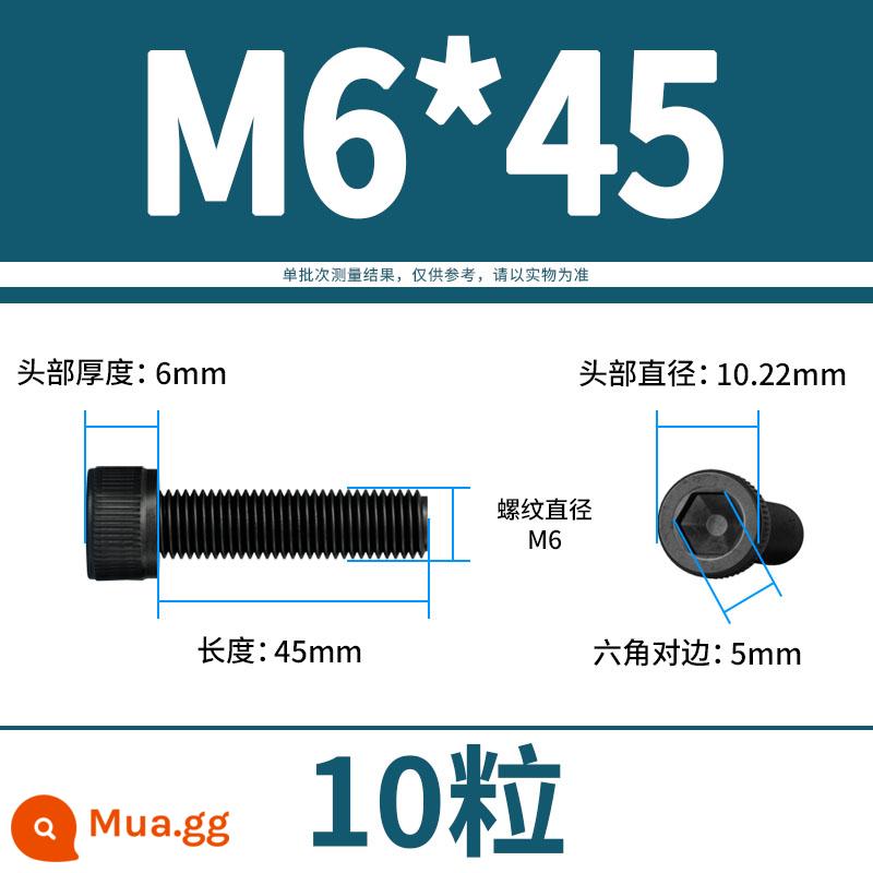 Vít lục giác bên trong bu lông cường độ cao 12.9 đầu cốc hình trụ đầu vít đầy đủ răng M3M4M5M6M8M10M12 - M6*45(10 viên