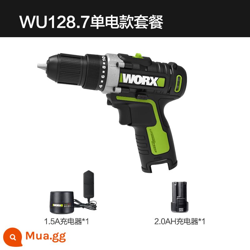 Bấc máy khoan điện lithium không chổi than WU130X sạc máy khoan điện gia dụng máy khoan điện dụng cụ điện - [Pin đơn 2.0Ah] Máy khoan điện chổi than gia dụng WU128.7