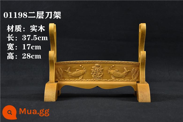 Kiếm gỗ Long Tuyền giá súng tua đỏ giá một lớp giá hai lớp ba lớp giá dao Đường kiếm samurai giá trưng bày quà tặng thủ công trang trí - Giá đỡ dao hai lớp bằng gỗ nguyên khối 01198