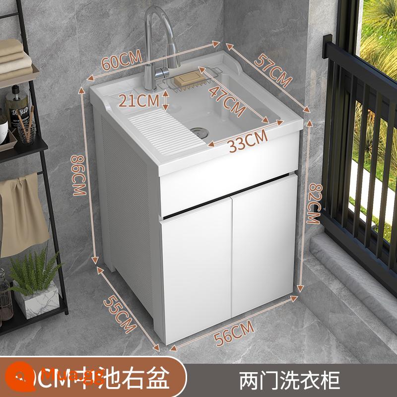 BALCONY Laundry Laundry Pond Basin All -in -one Space Aluminum Giặt Đáng - Chậu bên phải bể giữa 60CM