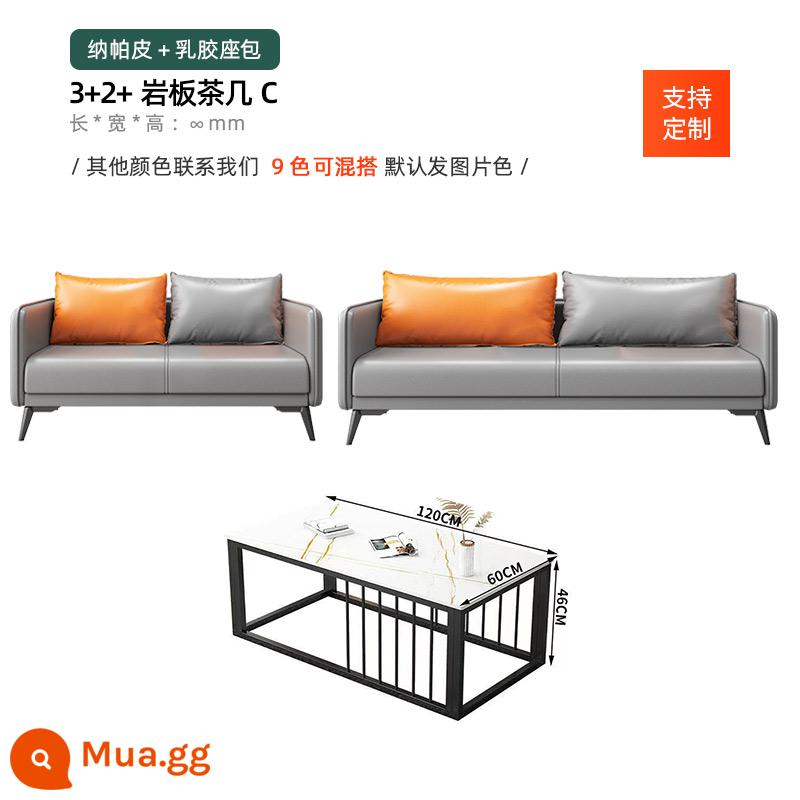 Sofa văn phòng bàn cà phê kết hợp bộ đơn giản hiện đại kinh doanh tiếp tân phòng nghỉ ngơi căn hộ nhỏ ba người - (Mẫu cao su) Bàn cà phê đá phiến 3+2+C rẻ hơn so với các mẫu cùng loại!