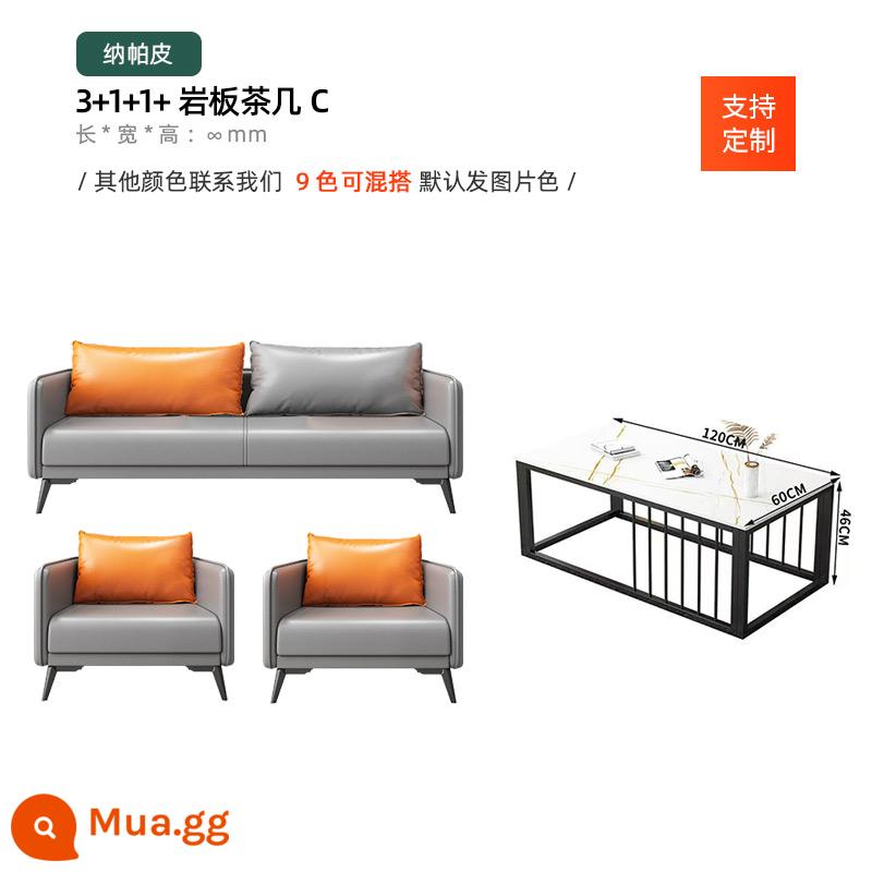 Sofa văn phòng bàn cà phê kết hợp bộ đơn giản hiện đại kinh doanh tiếp tân phòng nghỉ ngơi căn hộ nhỏ ba người - Bàn cà phê 3+1+1+slate C rẻ hơn so với các sản phẩm cùng loại!