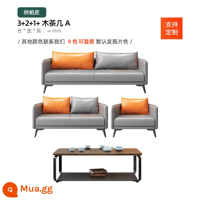 Sofa văn phòng bàn cà phê kết hợp bộ đơn giản hiện đại kinh doanh tiếp tân phòng nghỉ ngơi căn hộ nhỏ ba người - Bàn cà phê bằng gỗ 3+2+1+ rẻ hơn so với các loại bàn cùng loại!