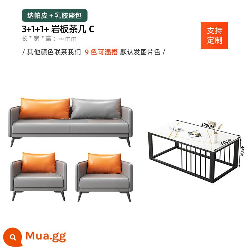 Sofa văn phòng bàn cà phê kết hợp bộ đơn giản hiện đại kinh doanh tiếp tân phòng nghỉ ngơi căn hộ nhỏ ba người - (Mẫu cao su) Bàn cà phê đá phiến 3+1+1+C rẻ hơn so với các mẫu cùng loại!