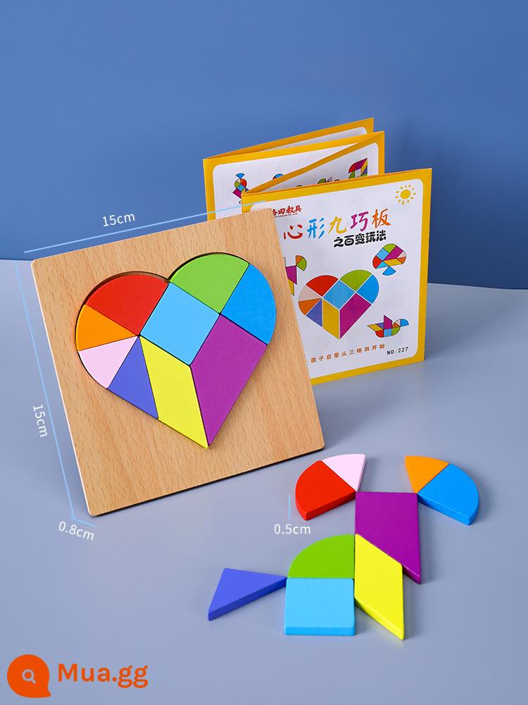 Trẻ Em Tangram Xếp Hình Đồ Chơi Xếp Hình Ba Chiều Khối Xây Dựng Xếp Hình Lắp Ráp Học Sinh Tiểu Học Bằng Gỗ - 227) Chín trò chơi ghép hình-hình trái tim