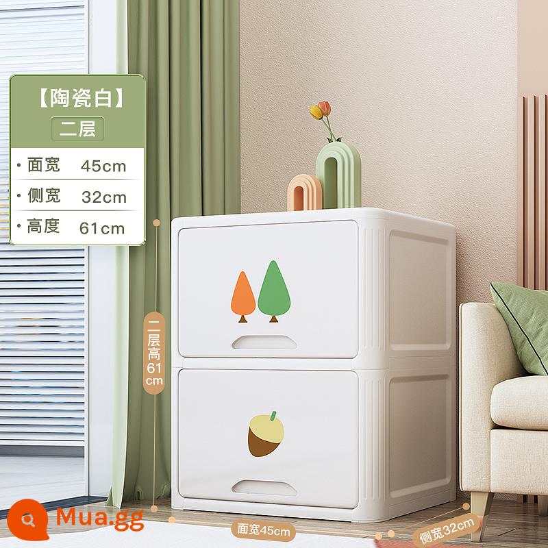 Jiapu Range Cabinet Phòng khách Định vị một tủ tường tủ đồ ăn nhẹ Tủ đồ ăn nhẹ MULTI -LAYER Hộp lưu trữ lớn - Sóc-2 lớp-trắng