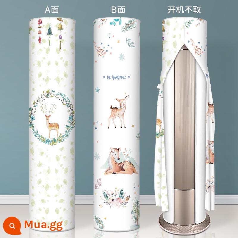 Máy điều hòa dạng đứng che bụi máy tủ hình trụ Gree vẻ đẹp Haier kê ba chiều máy điều hòa tủ tròn - Hươu vòng hoa + hươu nhàn nhã (không chụp khi khởi động + hoa văn hai mặt)