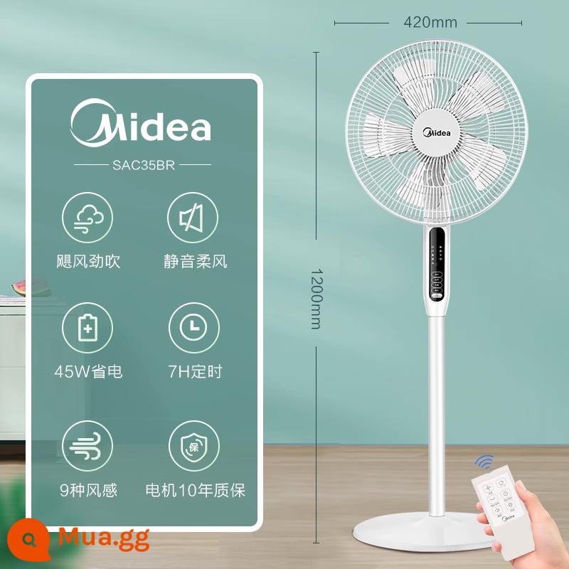 Quạt điện Midea quạt sàn gia đình bảy cánh âm thanh thời gian tĩnh mạnh mẽ tiết kiệm năng lượng tiết kiệm điện điều khiển từ xa quạt đứng ký túc xá - Mẫu điều khiển từ xa 5 cánh 35BR