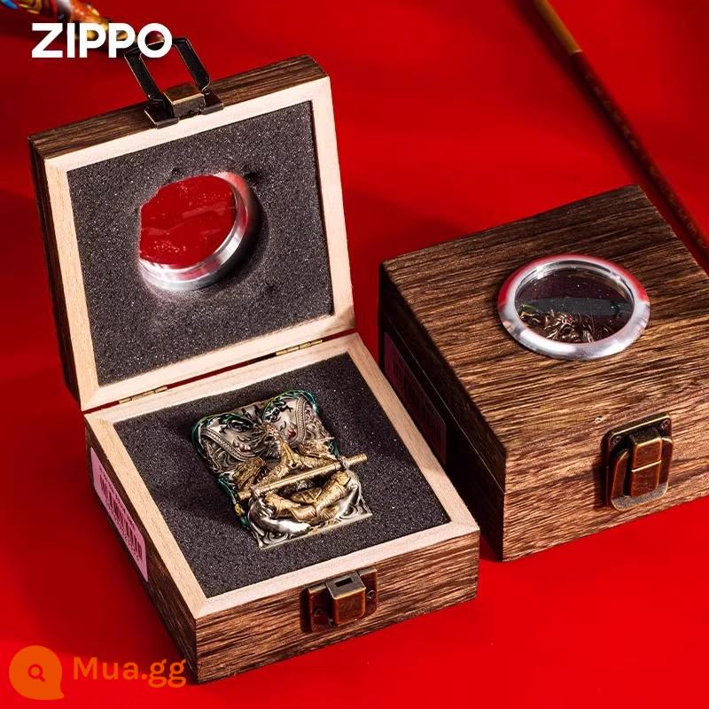 Bật lửa zippo chính hãng chính hãng nam chính hãng thông minh dũng cảm nhiên liệu chống gió bộ sưu tập cá tính quà tặng - Monkey King - Bạc cổ [Máy ​​đơn không dầu]