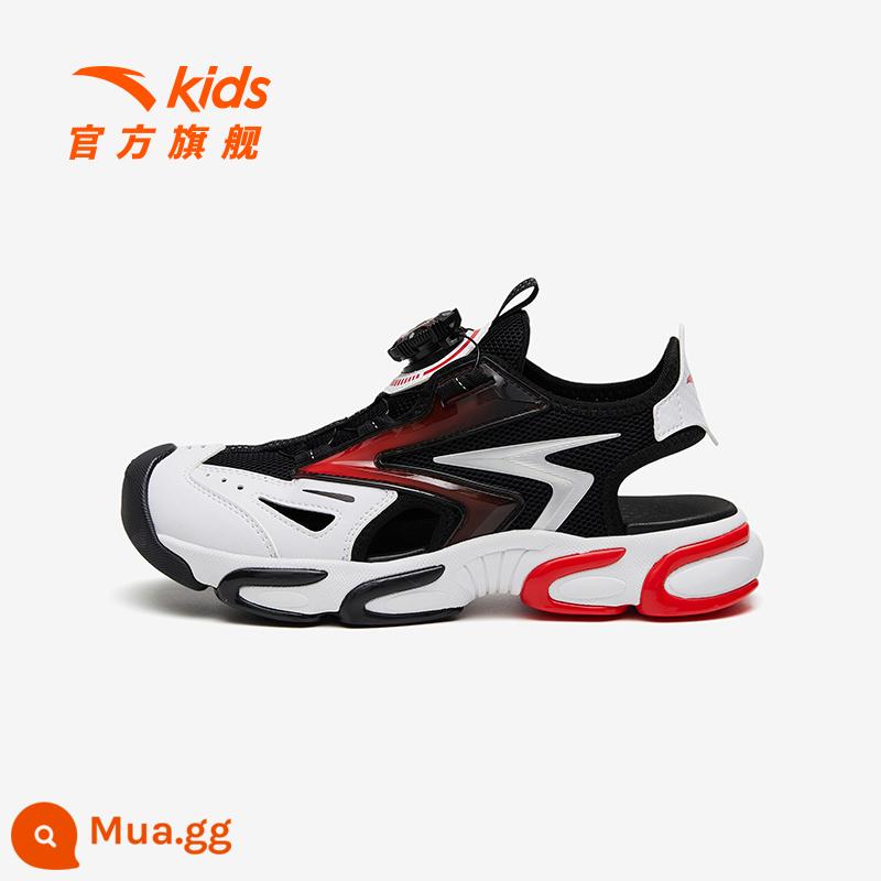 Anta Trẻ Em Bé Trai Giày Sandal Bé Trai Lớn Trẻ Em Khóa Núm Bao Đầu Giày Sandal Bé Gái Trẻ Em Giày Đi Biển - [Big Kids] Đen/Đỏ Nóng-3