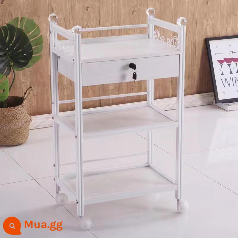 Dụng cụ làm đẹp xe đẩy có ngăn kéo thẩm mỹ viện xe đẩy đặc biệt di động xe đẩy dụng cụ có kệ bảo quản miễn phí vận chuyển - Khóa ngăn kéo pha lê trắng