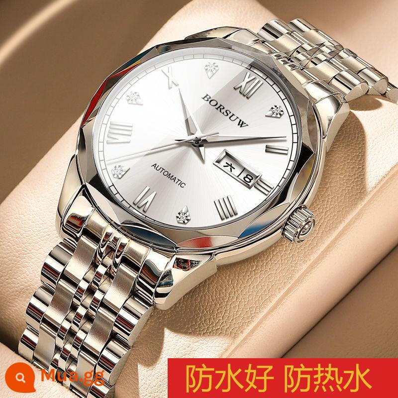 Đồng hồ cơ tự động chính hãng Nhật Bản Đồng hồ Seiko nam chống nước nóng nhập khẩu đồng hồ lặn nam thời trang đồng hồ nam - Phong cách hai màu trắng bạc