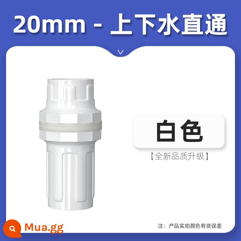 Đầu nối nước trên và dưới bể cá phụ kiện đường ống bể cá chống tràn 1 phụ kiện cấp nước PVC 16 20 25mm thoát thẳng qua - Nước trắng lên xuống [đường kính trong 20]