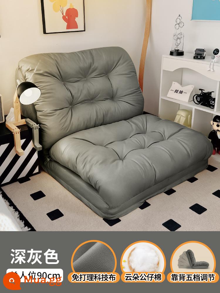 Sofa lười có thể nằm và ngủ đệm chiếu tatami ban công phòng ngủ ký túc xá gấp đôi sofa giường đơn lưới đỏ - Chất liệu bông búp bê màu xám đậm [90*260 cực lớn]