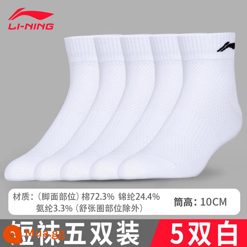 Vợt Cầu Lông Li Ning Nam Thể Thao Mùa Đông Tất Chạy Cotton Thể Dục Dày Chuyên Nghiệp Bóng Rổ Trắng Tất Cầu Lông Vớ - Tất kháng khuẩn [5 trắng] (bốn mùa 2)